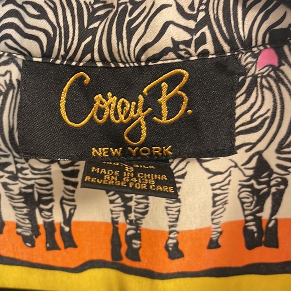 Vintage Corey B New York 100% Silk Zebra Print Blouse - Picture 2 of 4